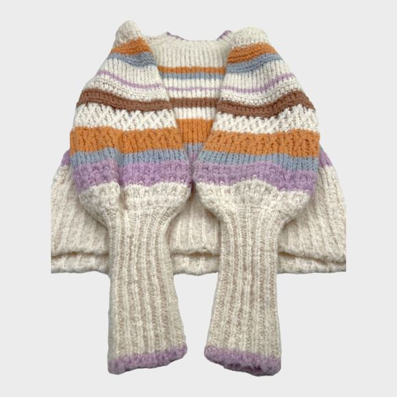 NWT Rebecca Taylor Fluffy Stripe Bishop Sleeve Knit Sweater Women's Small - Picture 11 of 14